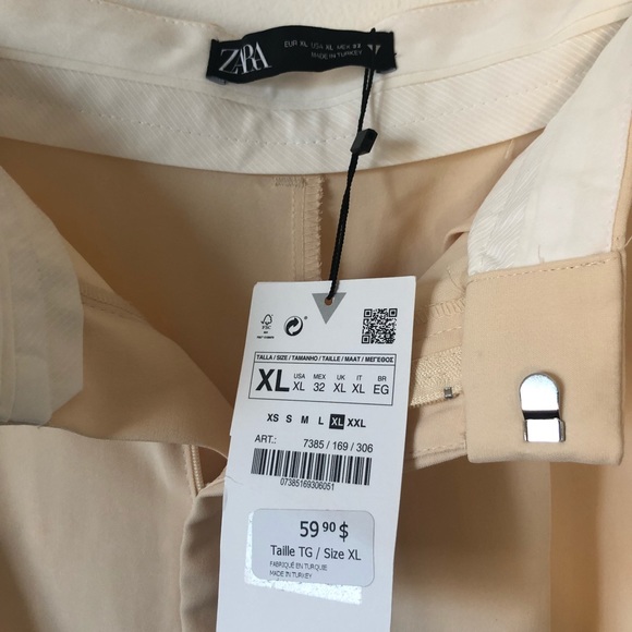 ZARA PASTEL YELLOW HIGH RISE WIDE LEG PANTS - Picture 3 of 3